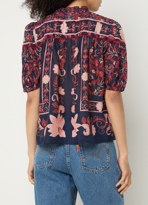 Farm Rio Boho blouse met ruches - achterkant donkerblauw
