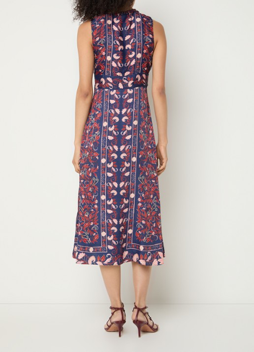 Farm Rio Boho midi jurk met print - achterkant 4 donkerblauw