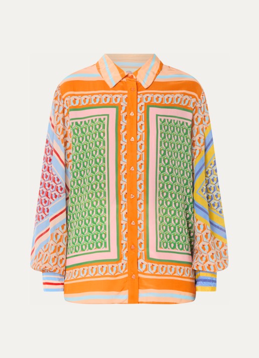 Farm Rio Cashew blouse met grafische print - voorkant 3 oranje