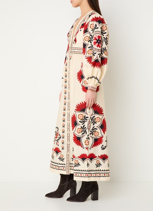 Farm Rio Cashew Mandala midi jurk met bloemenprint - voorkant 5 creme