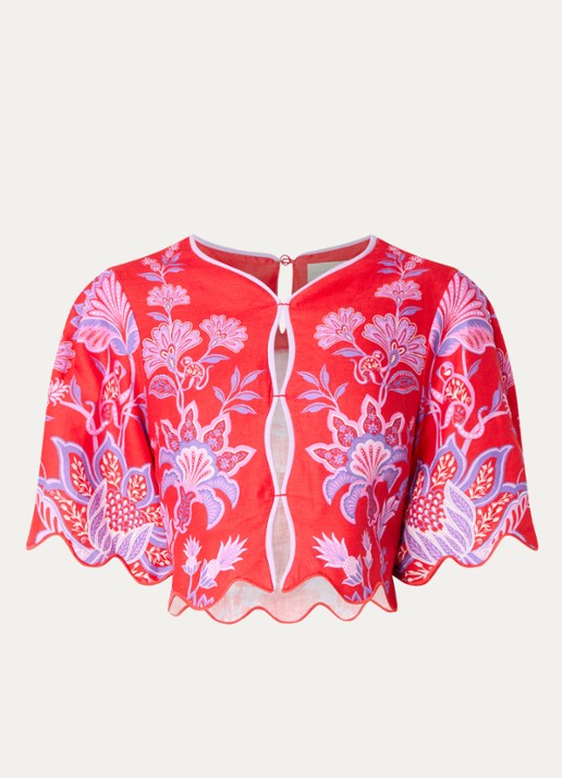 Farm Rio Cropped blouse met print - voorkant 2 rood