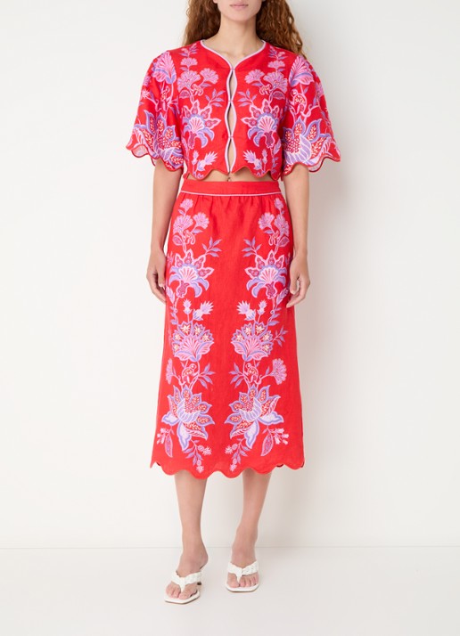 Farm Rio Cropped blouse met print - voorkant 3 rood