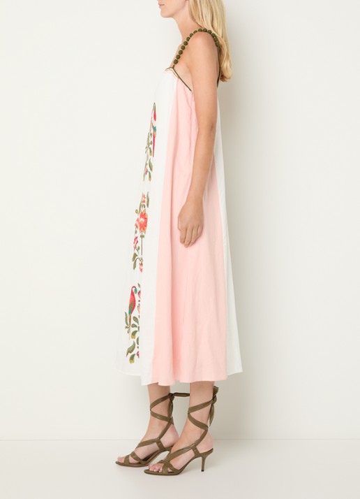 Farm Rio Cross Stich midi jurk met print - voorkant 4 gebroken wit