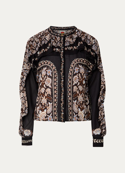 Farm Rio Daniela blouse met print - voorkant 3 zwart