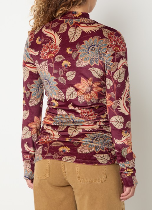 Farm Rio Delhi top met print - achterkant 4 bordeauxrood