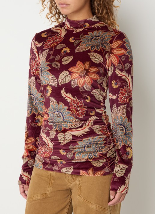 Farm Rio Delhi top met print - detail bordeauxrood