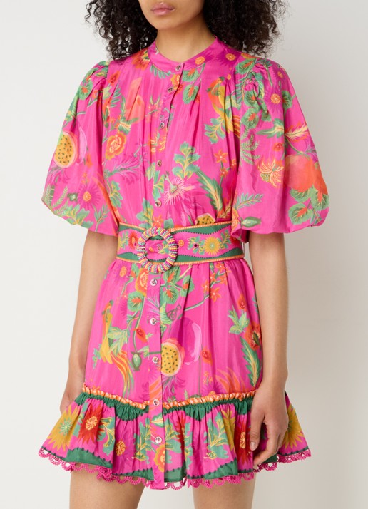 Farm Rio Delicate Fruit Garden mini blousejurk met bloemenprint