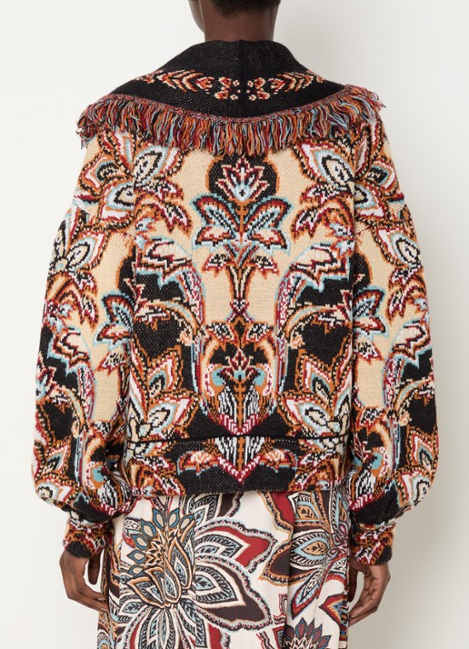 Farm Rio Fijngebreid vest met print - achterkant beige