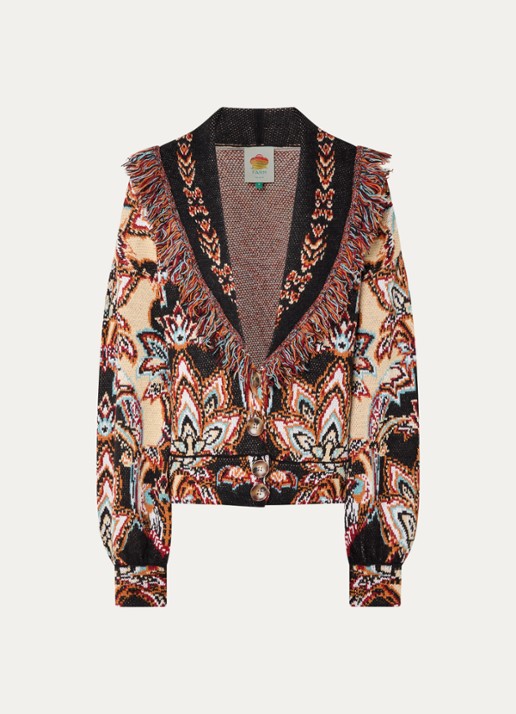 Farm Rio Fijngebreid vest met print - voorkant 2 beige