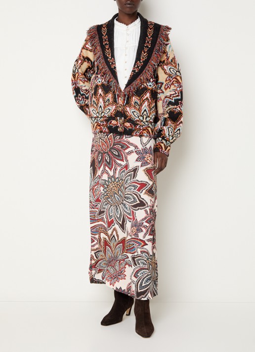 Farm Rio Fijngebreid vest met print - voorkant 3 beige