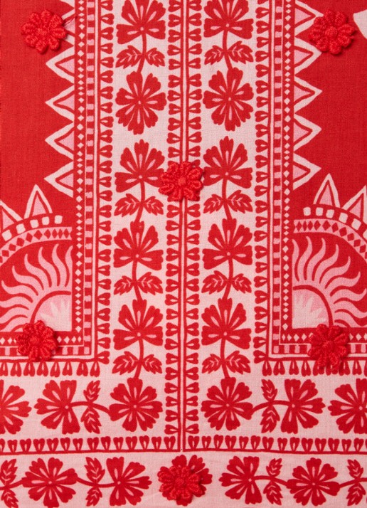 Farm Rio Flora tuniek met print en pofmouw - detail 5 koraalrood