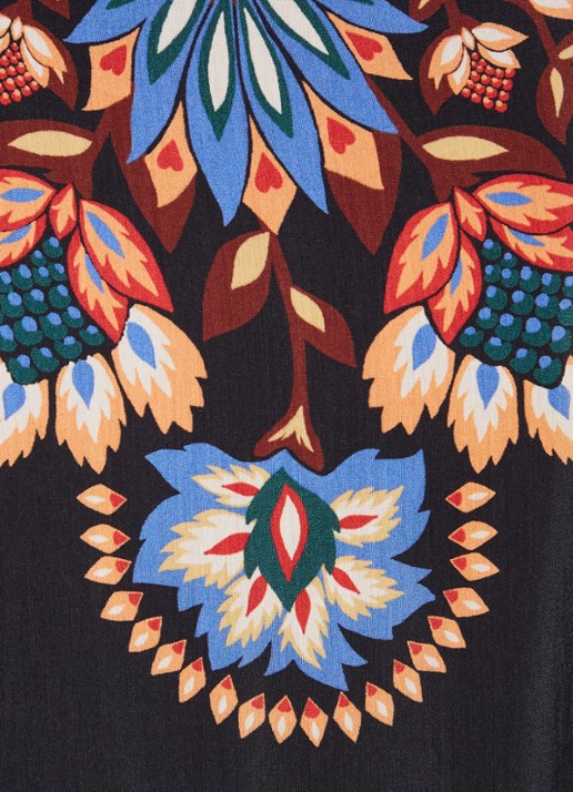 Farm Rio Garden maxi blousejurk met pofmouw en bloemenprint - detail 5 zwart