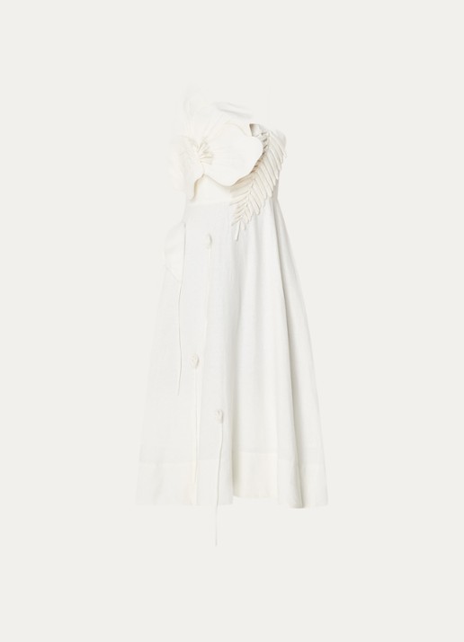 Farm Rio Garden midi jurk met applicatie - voorkant 4 gebroken wit