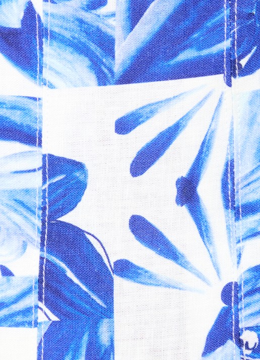 Farm Rio Garden Tiles mini blousejurk in linnenblend met pofmouw - detail 4 blauw