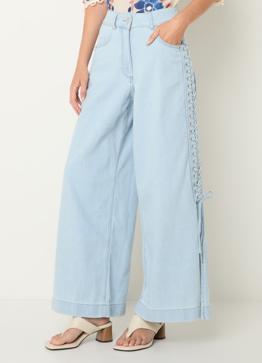 Farm Rio High waist wide fit jeans met lichte wassing