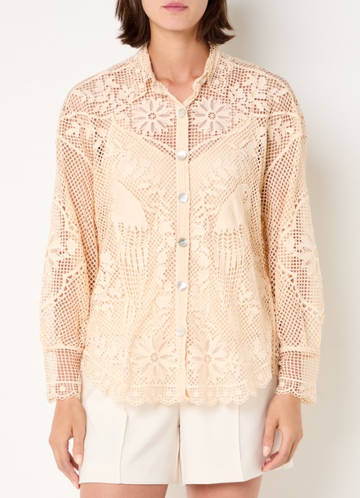 Farm Rio Landscape Guipure blouse met opengewerkt dessin