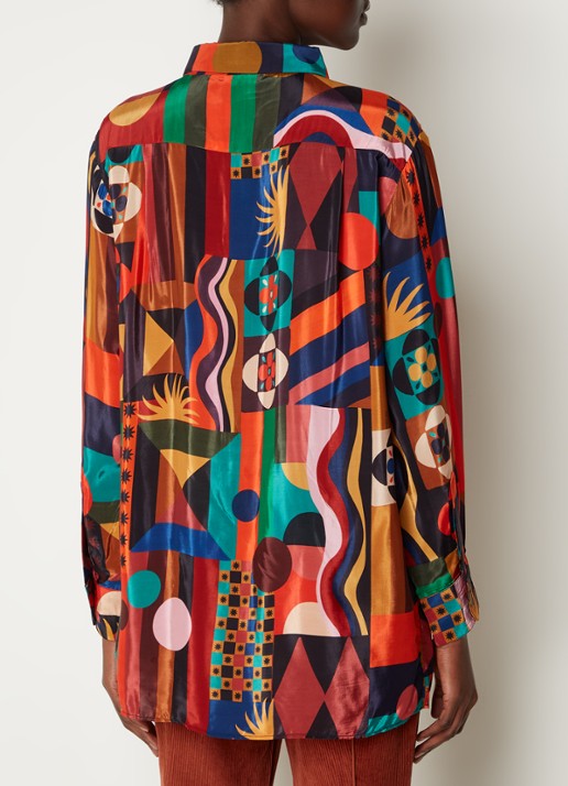 Farm Rio Longline blouse met grafische print - achterkant rood