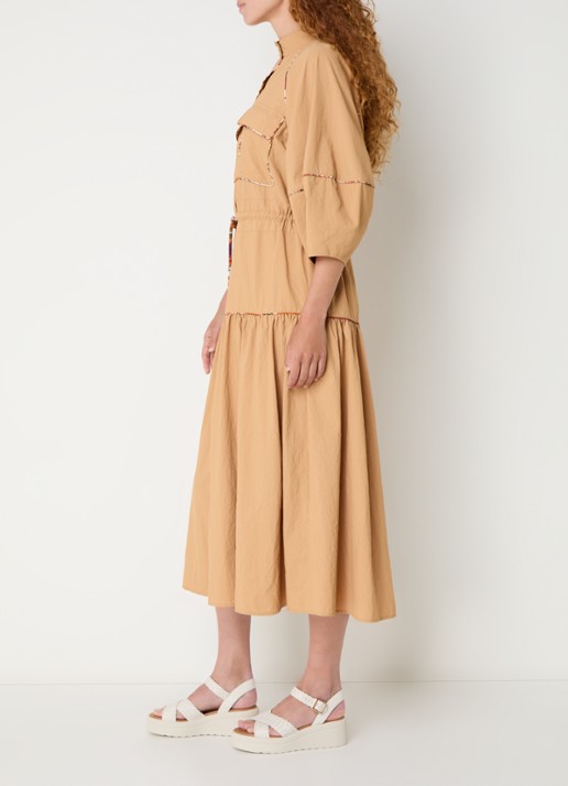 Farm Rio Maxi blousejurk met strikceintuur - voorkant 3 camel