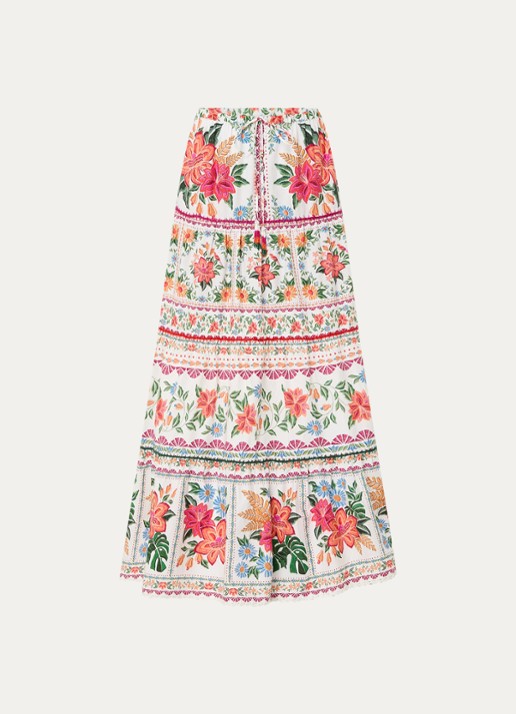 Farm Rio Maxi rok met bloemenprint - voorkant 2 roze