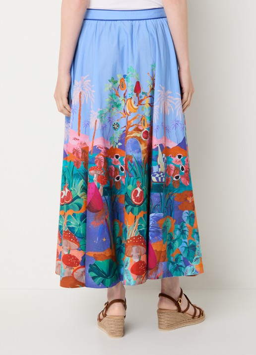 Farm Rio Maxi rok met print - achterkant 2 blauw
