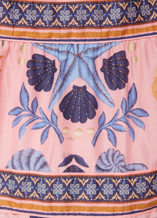 Farm Rio Midi jurk met print en rugdecolleté - detail 5 roze