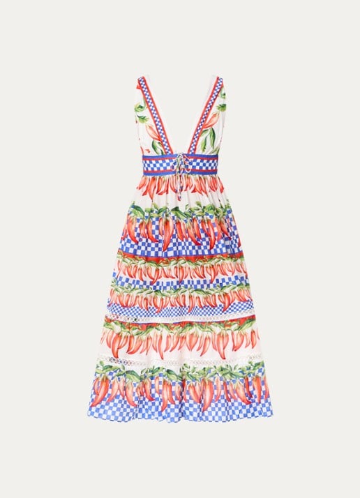 Farm Rio Midi jurk met print - voorkant rood