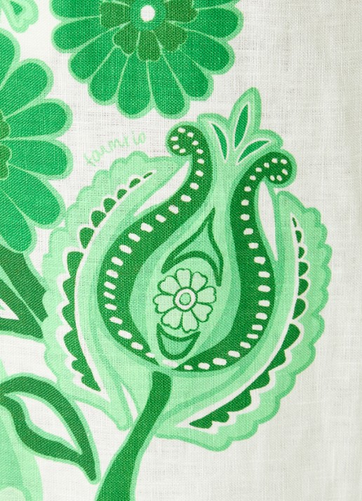 Farm Rio Midi rok van linnen met bloemenprint - detail 2 groen
