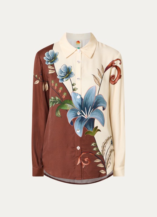 Farm Rio Milena blouse met print - voorkant bruin