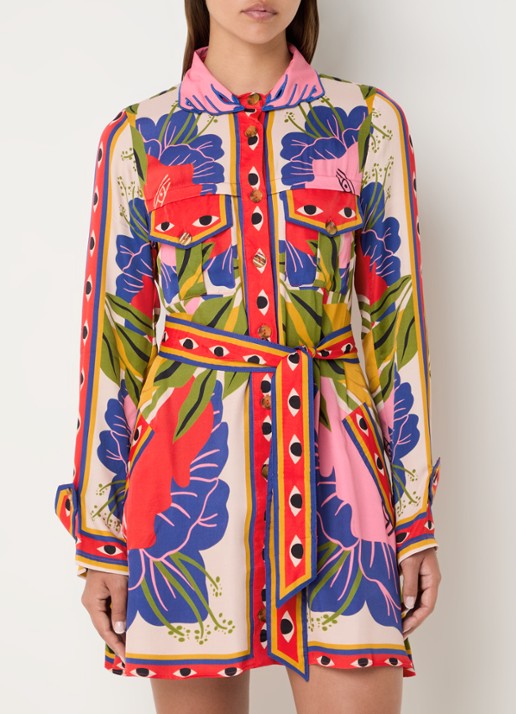 Farm Rio Mini blousejurk met print en borstzakken