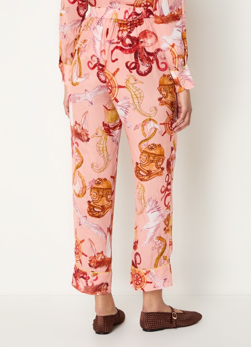 Farm Rio Nautical Wonder cropped slim fit broek met print - achterkant 4 perzikroze