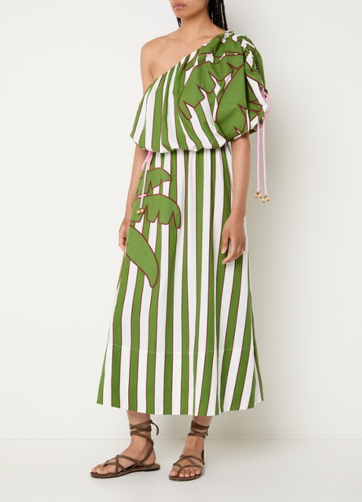 Farm Rio Off-shoulder midi jurk in linnenblend