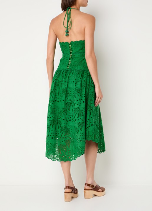 Farm Rio Palm Tree midi jurk met broderie - achterkant 2 groen