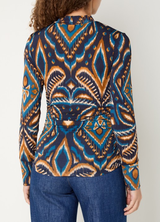 Farm Rio Pineapple top met print en opstaande kraag - achterkant donkerblauw