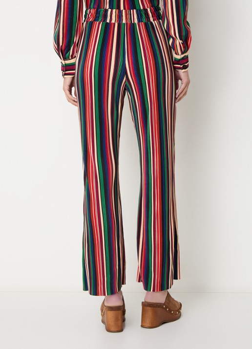Farm Rio Pipa high waist wide fit broek met streepprint en structuur - achterkant 4 rood