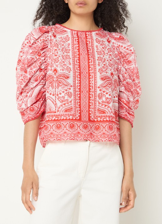 Farm Rio River Ride blouse met print en pofmouw