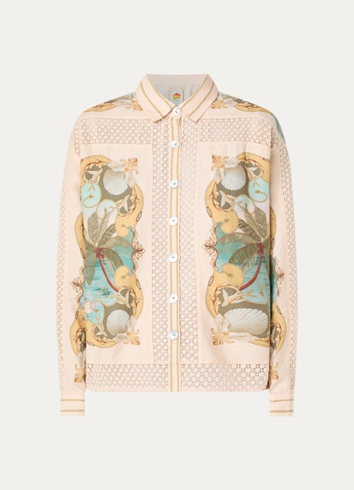Farm Rio Royal Sea blouse met print - voorkant 3 beige