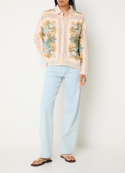 Farm Rio Royal Sea blouse met print - voorkant 4 beige