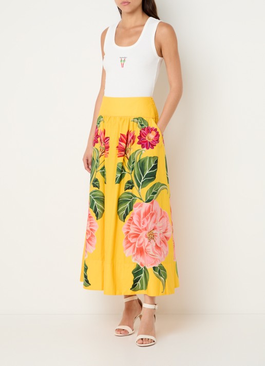 Farm Rio Spring Awakening maxi rok met bloemenprint - voorkant 4 geel