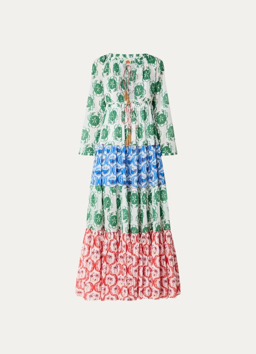 Farm Rio Stamp Mix maxi tuniekjurk met print - voorkant groen