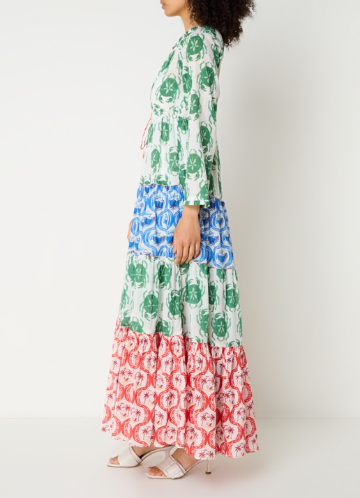 Farm Rio Stamp Mix maxi tuniekjurk met print - voorkant 2 groen