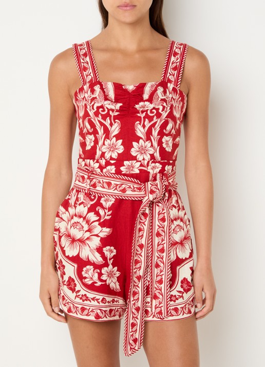 Farm Rio Straight fit playsuit in linnenblend