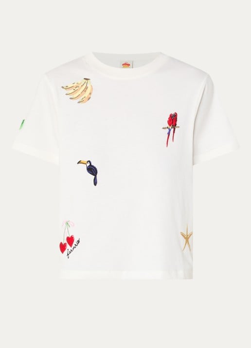 Farm Rio T-shirt met borduring - voorkant 2 gebroken wit