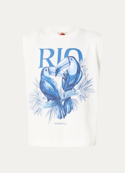 Farm Rio T-shirt met print - voorkant 2 gebroken wit