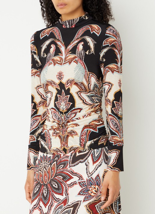 Farm Rio Tapestry top met print en opstaande kraag