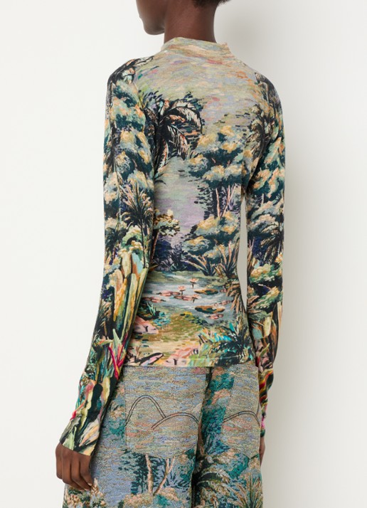Farm Rio Top met print en ronde hals - achterkant 2 lila