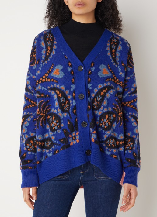 Farm Rio Toucan fijngebreid vest met bloemenprint in wolblend