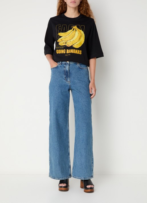 Farm Rio Tropical Bananas T-shirt met logoprint - voorkant 4 zwart