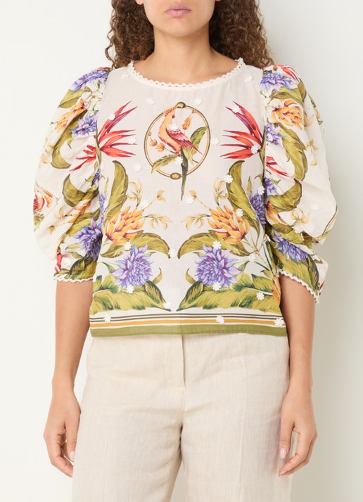 Farm Rio Tropical blouse met ballonmouw