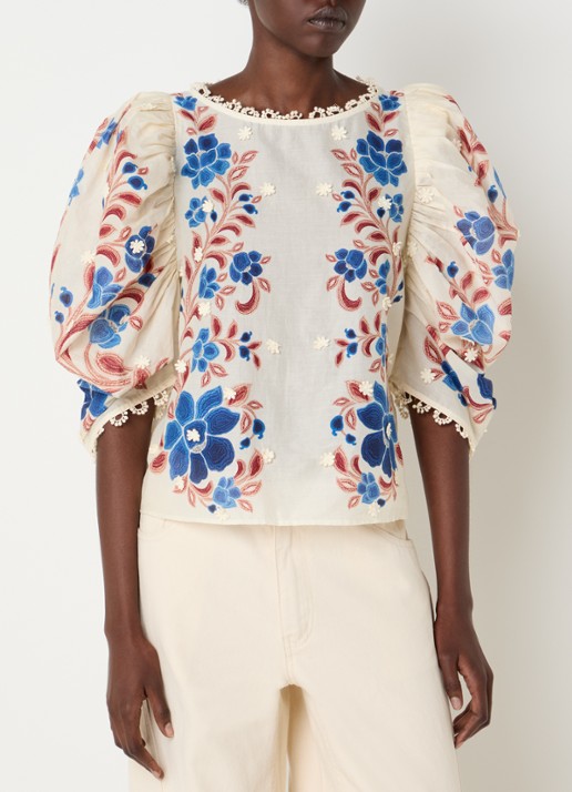 Farm Rio Tuniek met bloemenprint en pofmouw