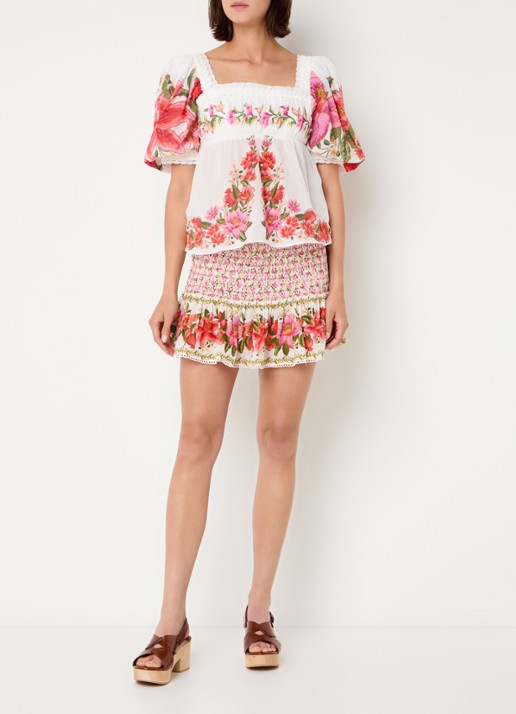 Farm Rio Tuniek met bloemenprint - voorkant 2 roze